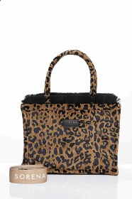 LEOPARD VELVET BROWN MEDIUM TOTE BAG (4)
